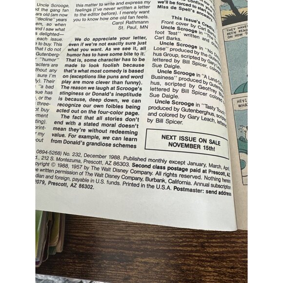 Gladstone Walt Disneys Uncle Scrooge Comic #232 Vintage December 1988 Collection - Picture 5 of 5